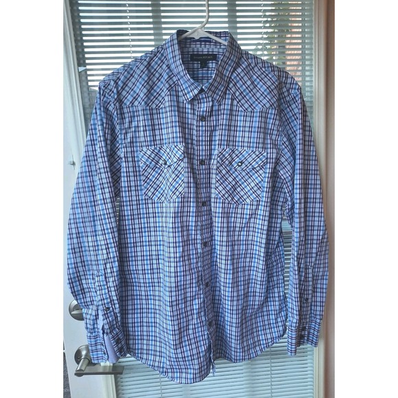 Banana Republic Mens Pearl Button Down Shirt Size Large Plaid Western - Picture 5 of 8